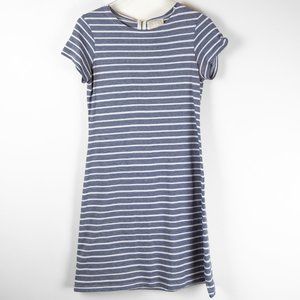 Sail To Sable Shift Dress Midi Sailor Stripe Scoop Neck Preppy Blue White Medium